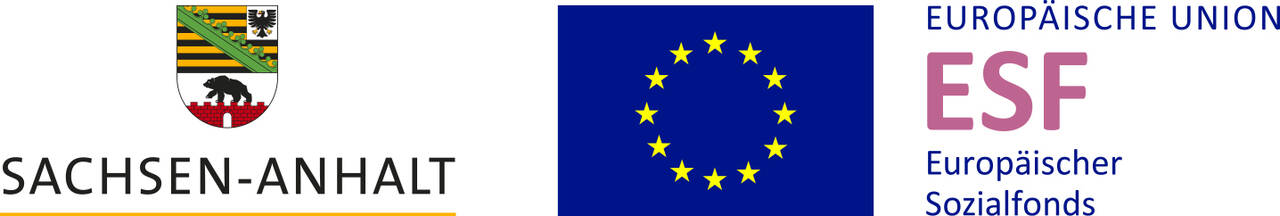 Signet Land Sachsen-Anhalt, EU-Logo und ESF-​Logo